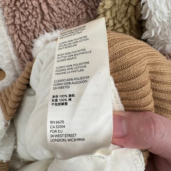 Free People Selma Cardi Colorblock Sherpa Cardigan Sweater Womens L White Brown - Picture 10 of 14